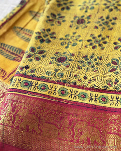 DP-Y01792 Yellow Ajrakh Saree