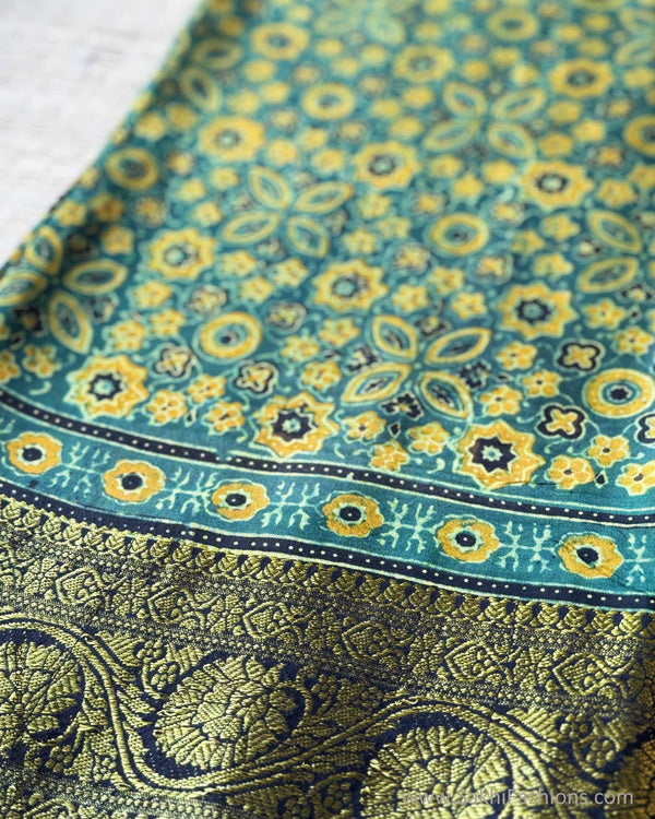 DP-Y01827 Green Ajrakh Saree