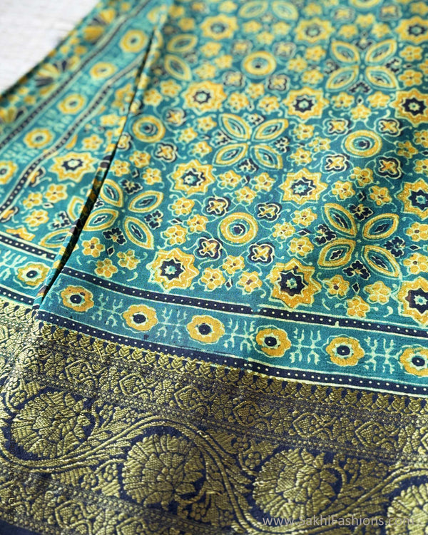 DP-Y01827 Green Ajrakh Saree