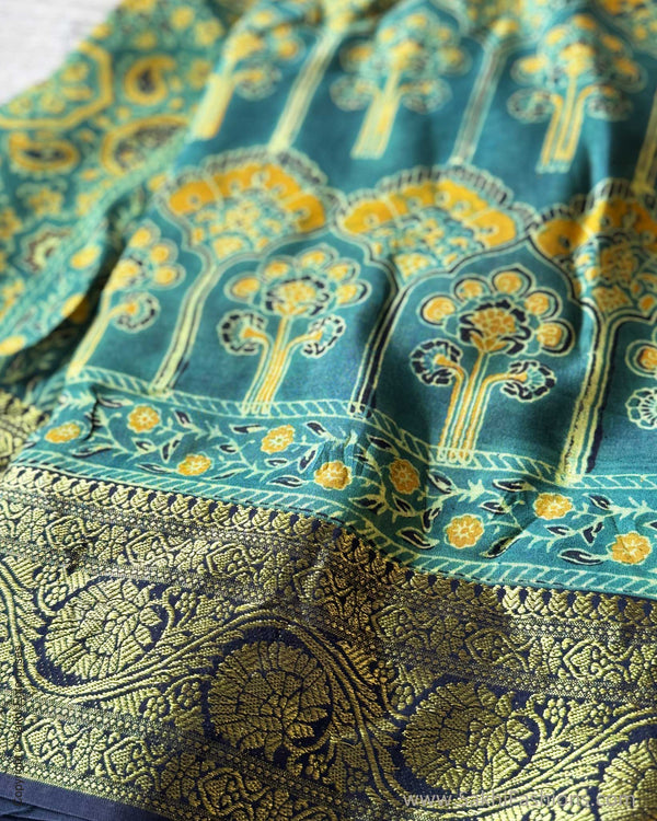 DP-Y01824 Green Ajrakh Saree