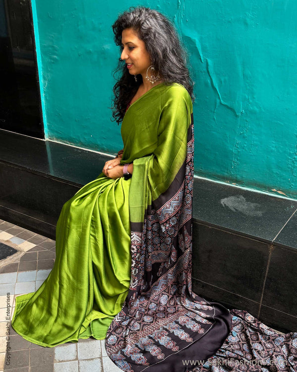 DP-Y01866 Green Ajrakh Modal Sari