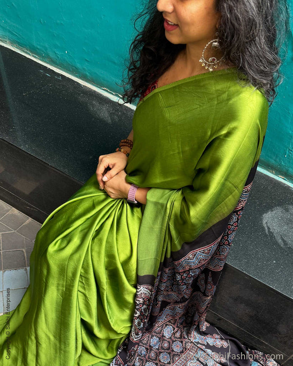 DP-Y01866 Green Ajrakh Modal Sari