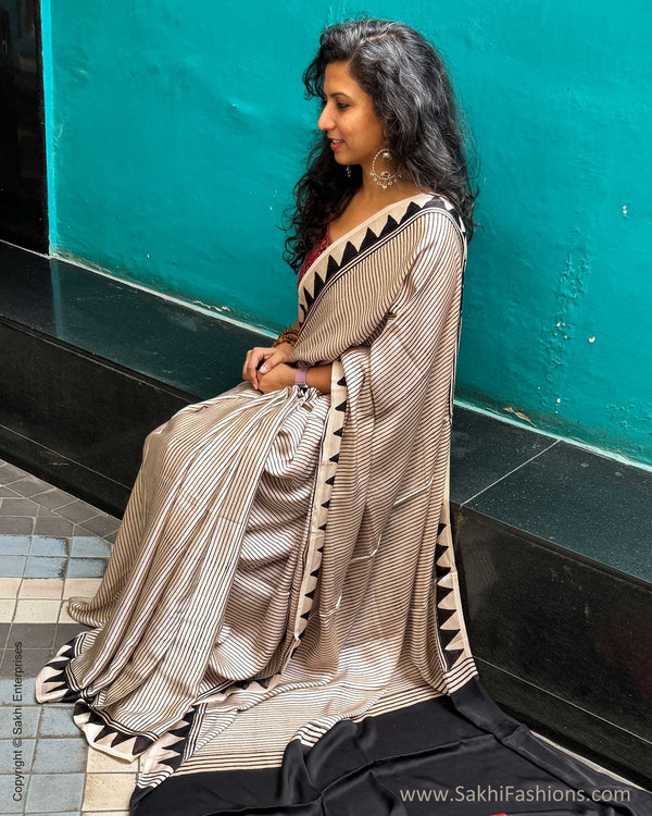DP-Y02103 Cream Ajrakh Modal Sari