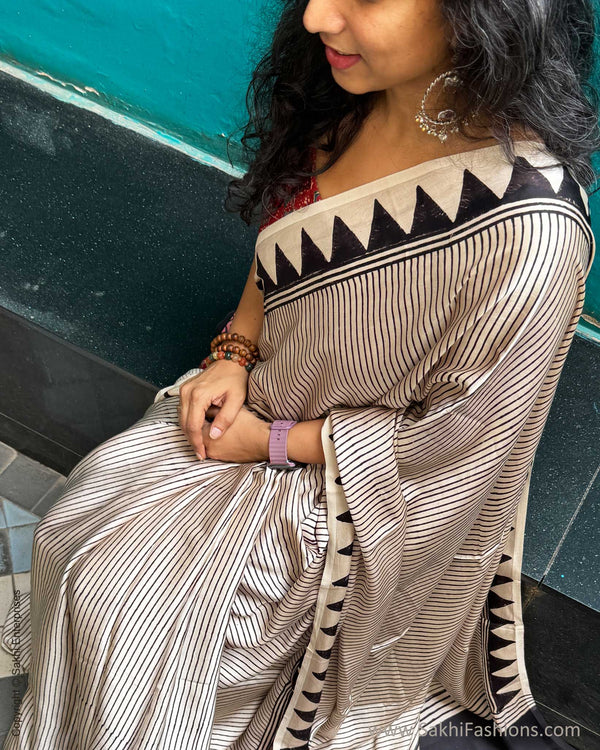 DP-Y02103 Cream Ajrakh Modal Sari