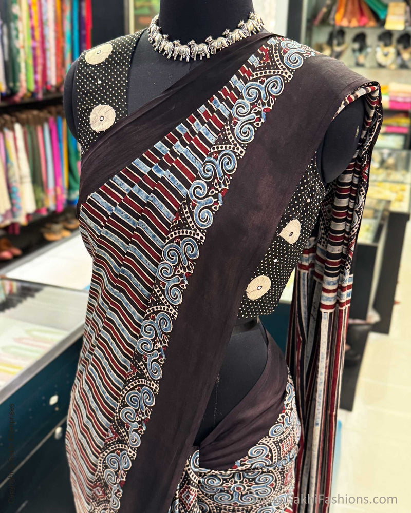 DP-Y02125 Black Ajrakh Modal Sari