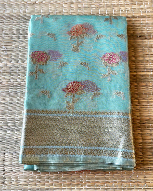 DP-Y01551 Blue Tissue Banarsi Saree
