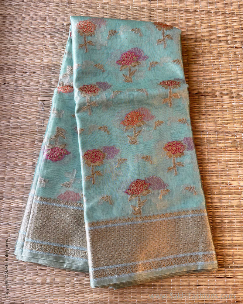 DP-Y01551 Blue Tissue Banarsi Saree