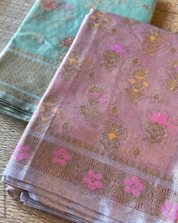DP-Y01549 Pink Tissue Banarsi Saree