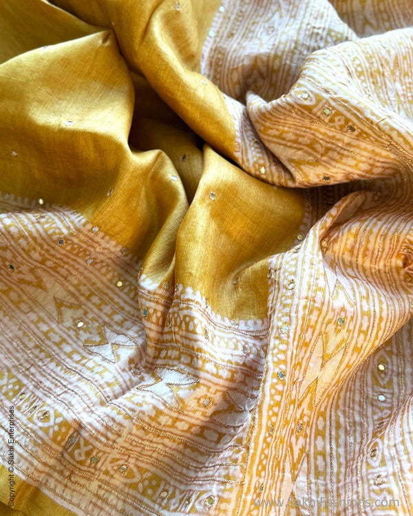 DP-Y15456 Yellow Tussar Sari