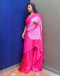 EE-Y03193 Pink Shibori Silk sari