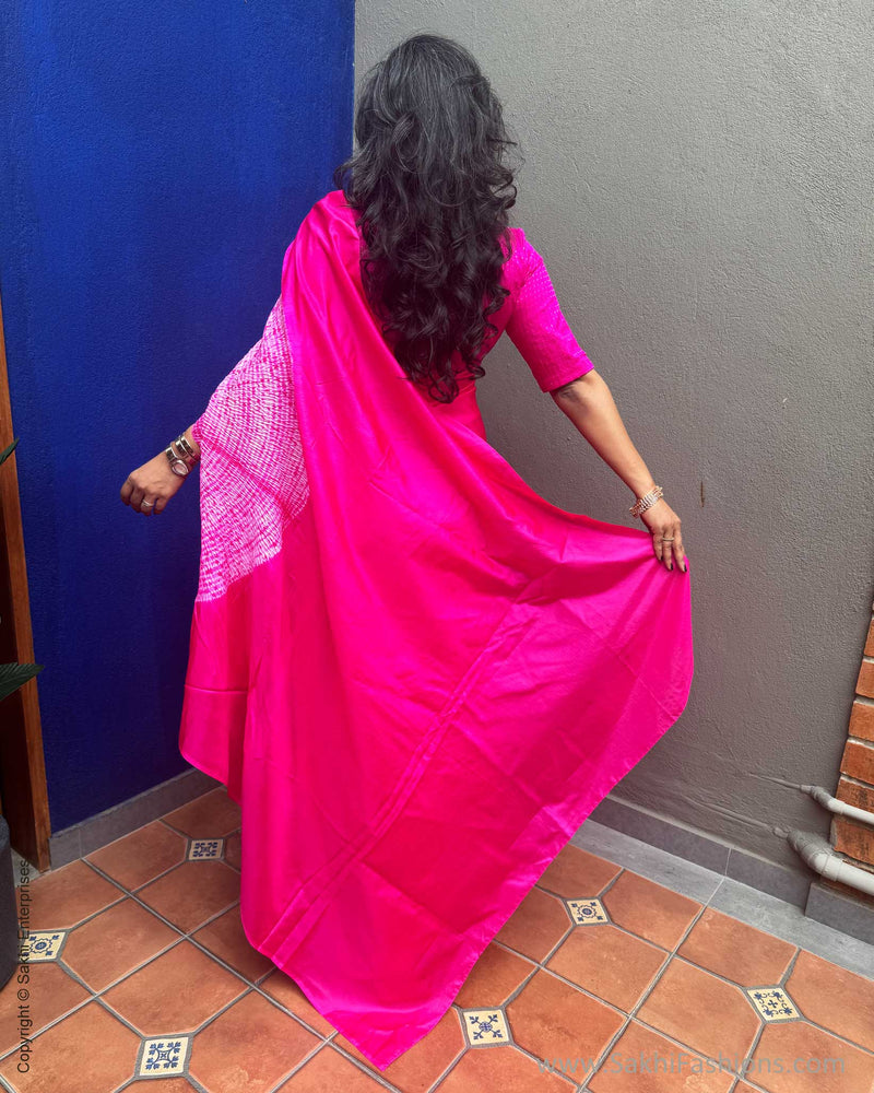 EE-Y03193 Pink Shibori Silk sari