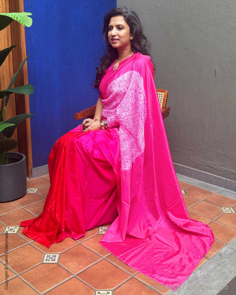 EE-Y03193 Pink Shibori Silk sari