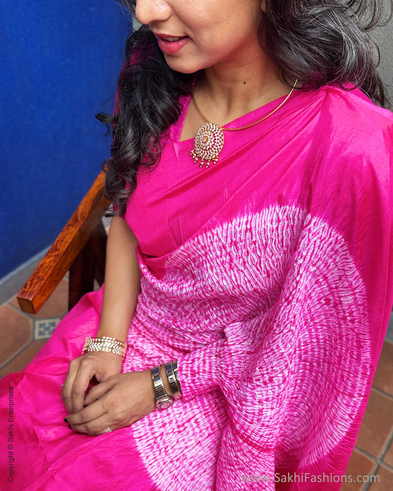 EE-Y03193 Pink Shibori Silk sari