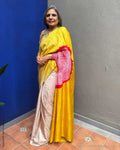 EE-Y03192 Yellow Shibori Silk sari