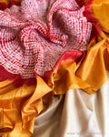 EE-Y03194 Orange Shibori Silk sari