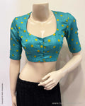 BL-X12778R Mint Polka Dot Tussar Blouse