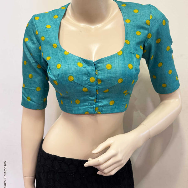 BL-X12778R Mint Polka Dot Tussar Blouse – sakhifashions