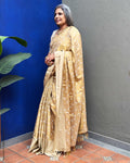 EE-Y03608 Gold floral Tissue Sari