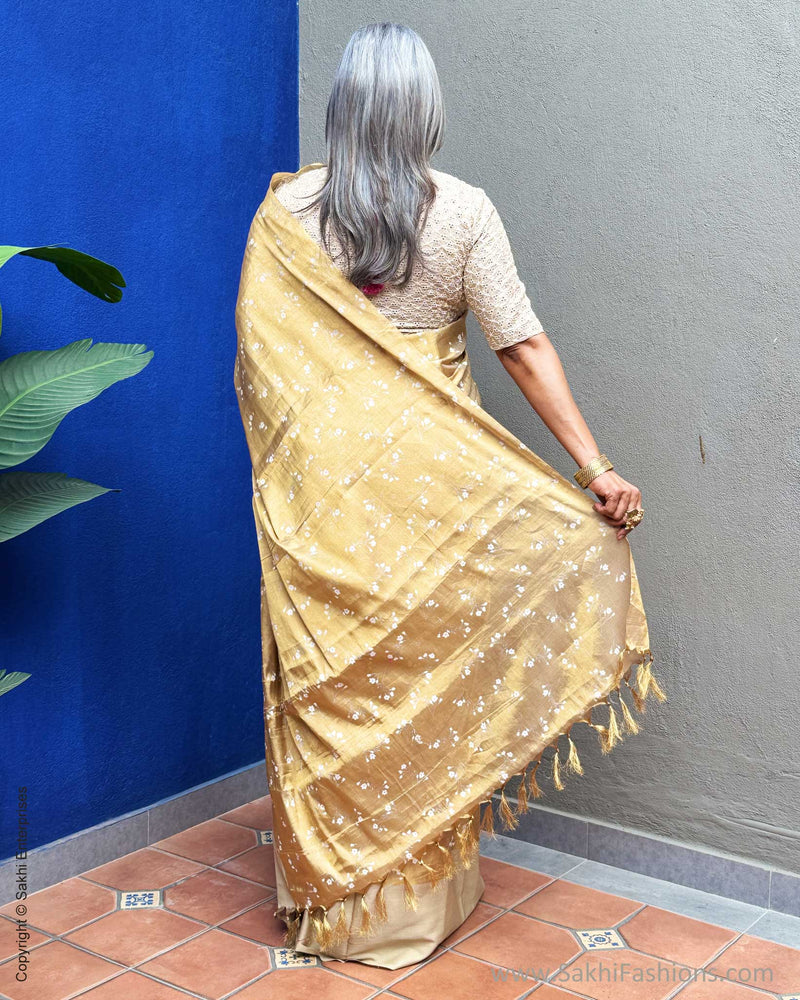EE-Y03608 Gold floral Tissue Sari