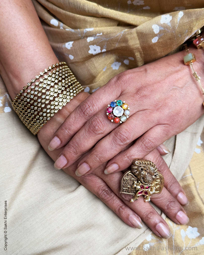 EE-Y03608 Gold floral Tissue Sari