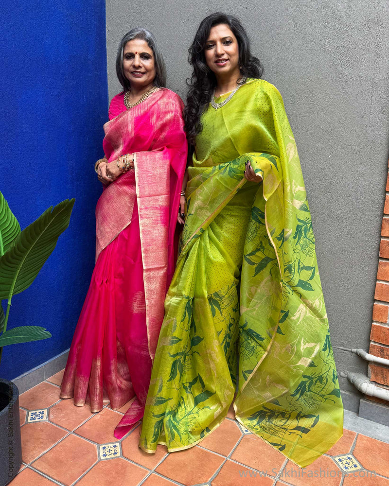 EE-Y03602 Green Organza sari