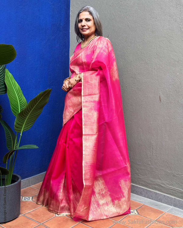 EE-Y03601 Pink Organza sari