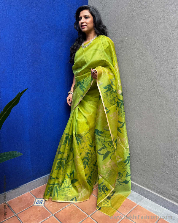 EE-Y03602 Green Organza sari