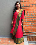 EE-W06217 Red Green SariDress