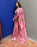 EE-Y03151 Pink floral Kanchi Sari