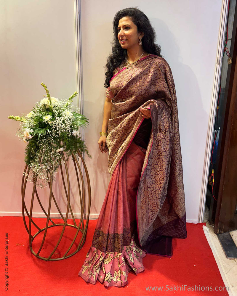 EE-Y04112 Plum Banarsi Frill Sari