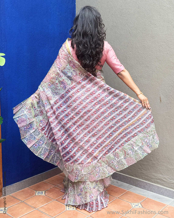 EE-Y01379R Green Kota ruffle sari
