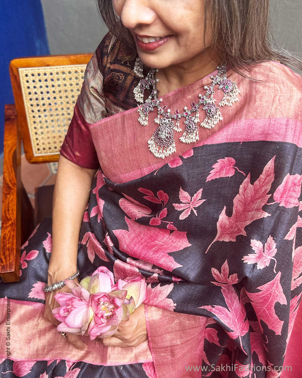 EE-Y02559 Pink Tussar Sari