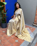 EE-X11385 Gold Floral Tissue Saree