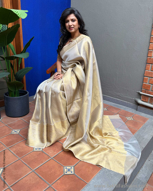 EE-X11385 Gold Floral Tissue Saree