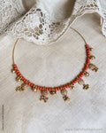 AS-Y04807 Silver Gold Coral Necklace