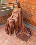 EE-X14969 Burgundy Tissue Tussar sari