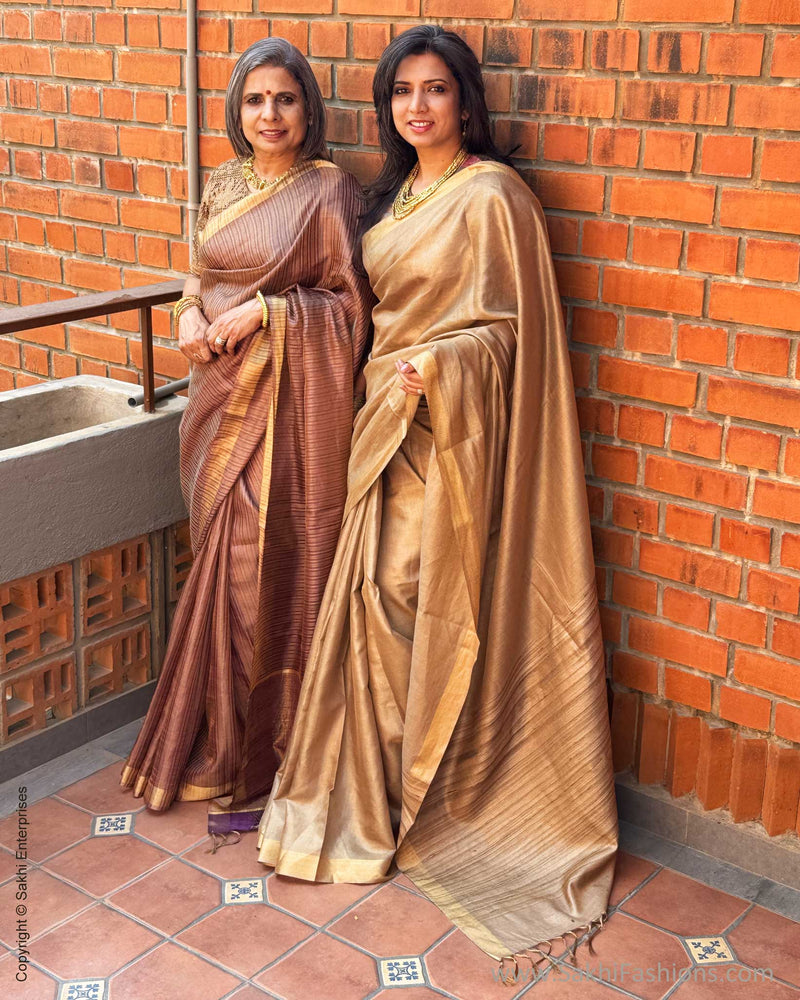 EE-X14990 Beige Tussar sari