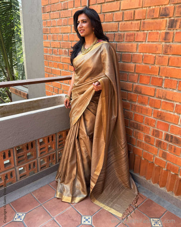 EE-X14990 Beige Tussar sari