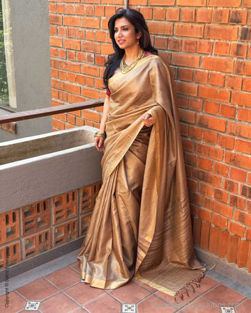EE-X14990 Beige Tussar sari