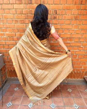 EE-X14990 Beige Tussar sari