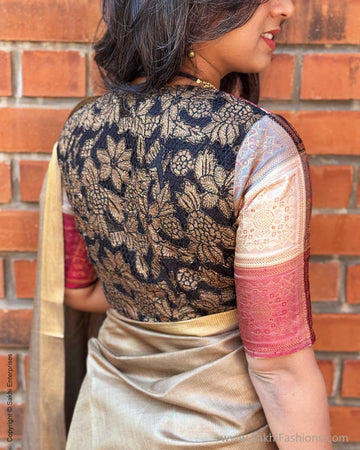 EE-X14990 Beige Tussar sari