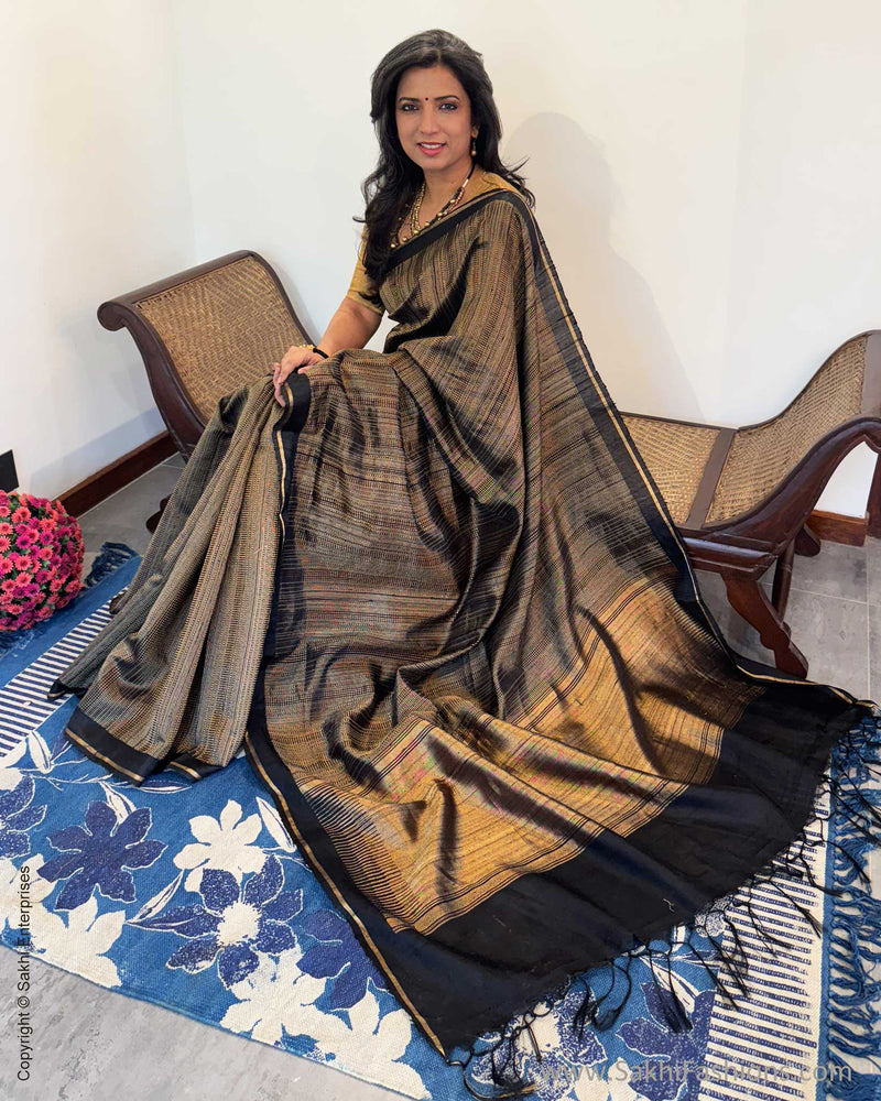 EE-X14934 Black rawsilk sari