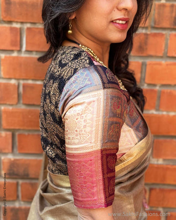 EE-X14990 Beige Tussar sari