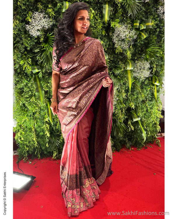 EE-Y04112 Plum Banarsi Frill Sari