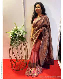 EE-Y04112 Plum Banarsi Frill Sari