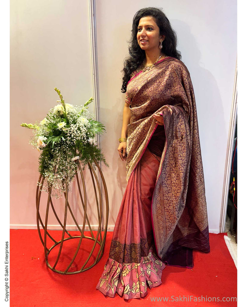 EE-Y04112 Plum Banarsi Frill Sari