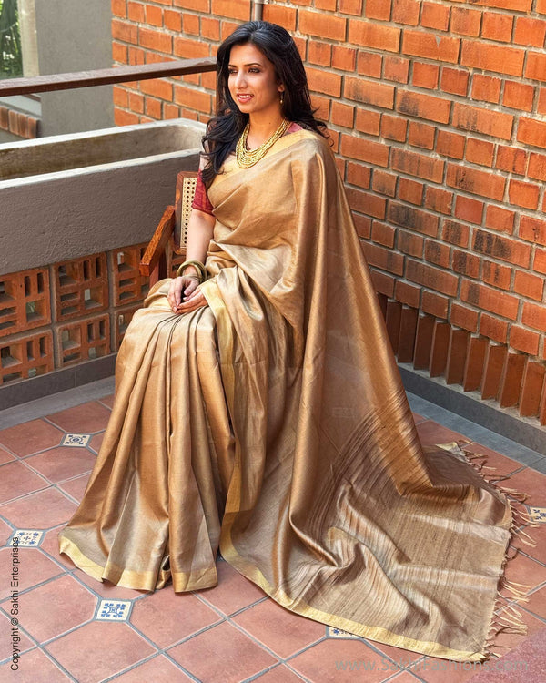 EE-X14990 Beige Tussar sari