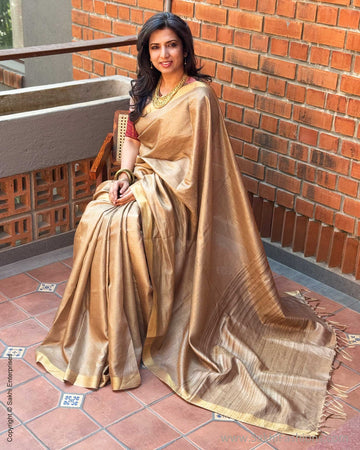 EE-X14990 Beige Tussar sari