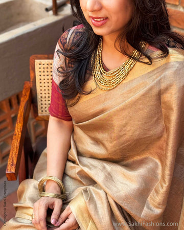 EE-X14990 Beige Tussar sari