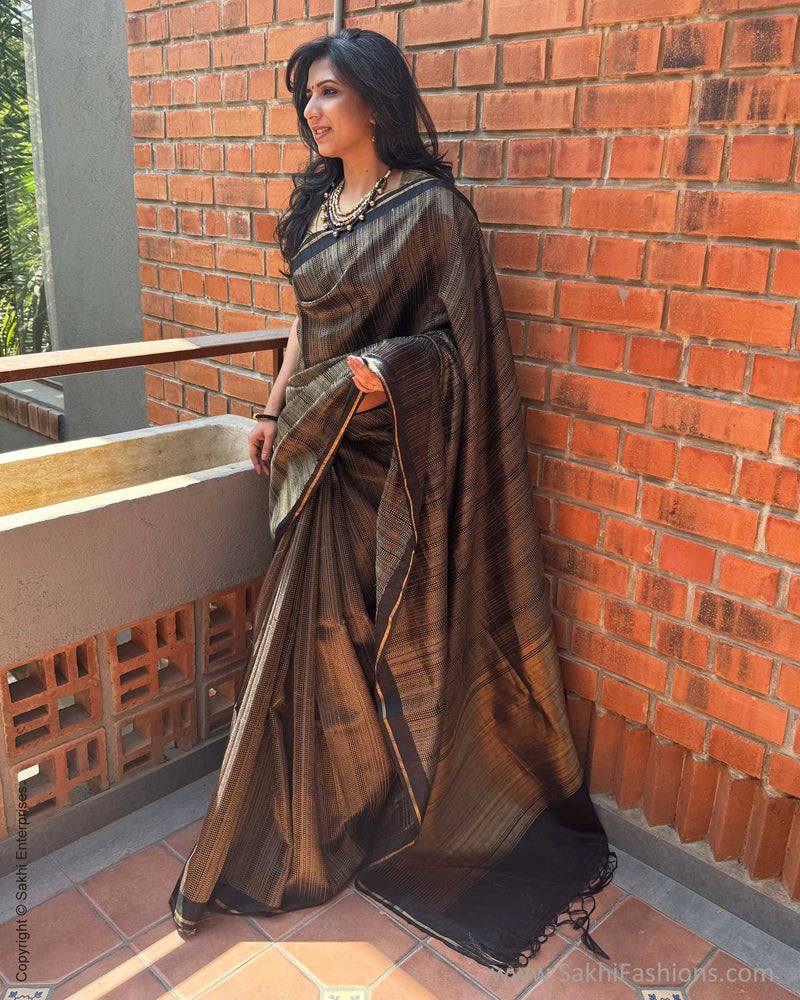 EE-X14934 Black rawsilk sari